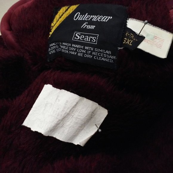 Vintage 70s Sears Outerwear Chore Coat Utility Jacket Unisex 3XLT Pockets Wine - Picture 7 of 10